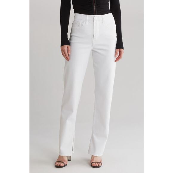 Good American Good Boy Straight Leg Jeans Split Leg White Denim Women's 14 NWT - Picture 12 of 13